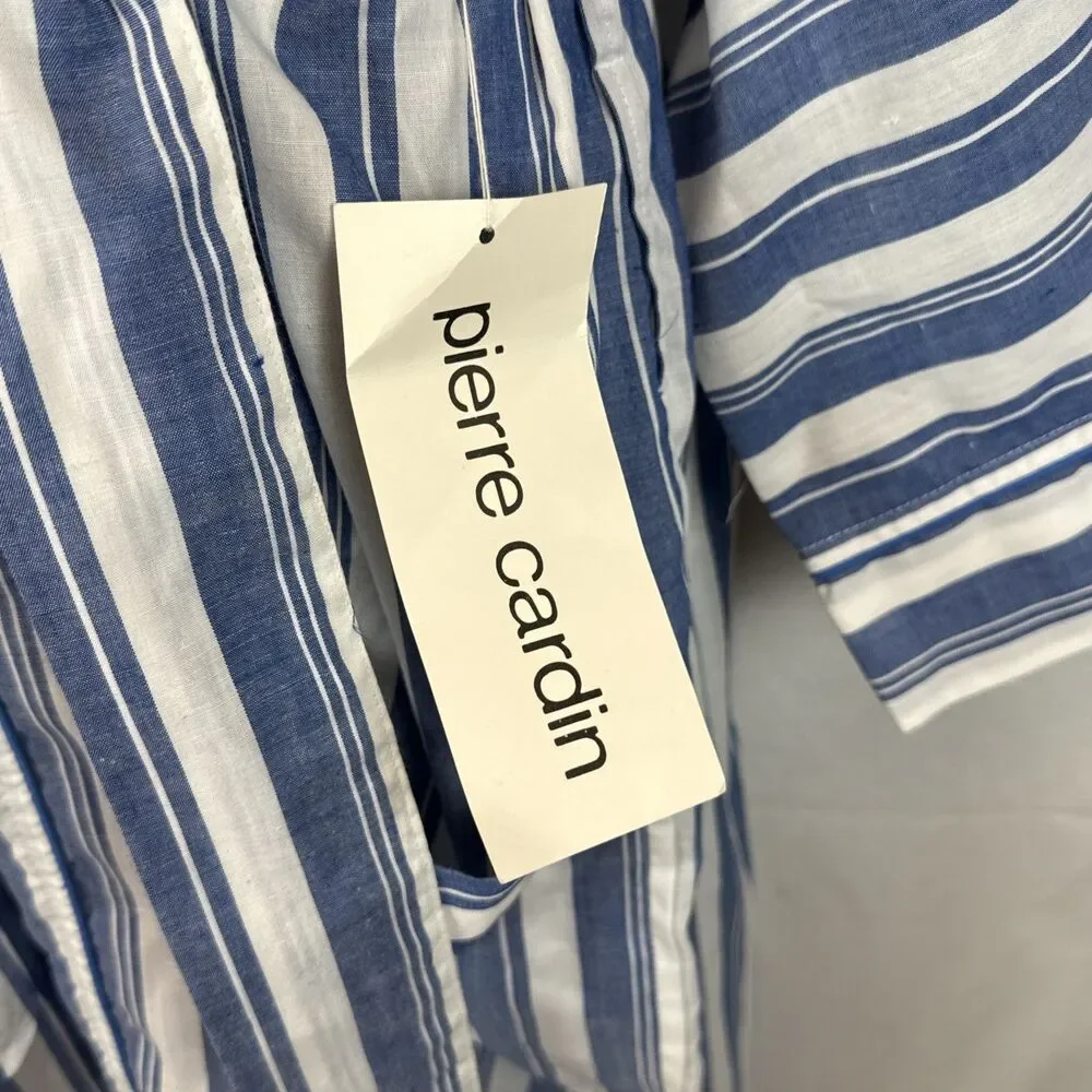 VTG Pierre Cardin NWT Robe One Size Striped Blue White Deadstock Sibleys Tag